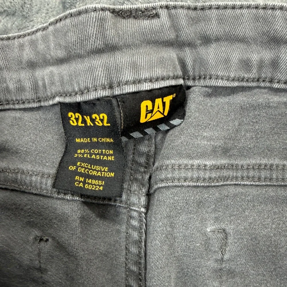 CAT Caterpillar Mens Grey Double Knee Work Pants 32x32 Utility Carpenter 1554304